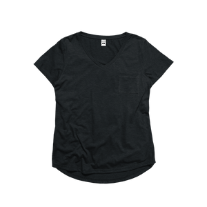 Ladies Eco-Triblend Drop Hem V-Neck Pocket Tee