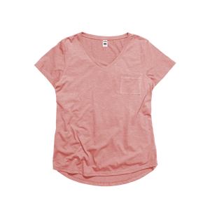 Ladies Eco-Triblend Drop Hem V-Neck Pocket Tee
