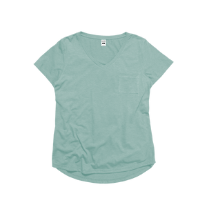 Ladies Eco-Triblend Drop Hem V-Neck Pocket Tee