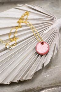 Hope Necklace - Pink (Ceramic and Gold)