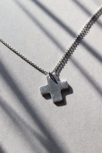 Chunky Silver Aluminum Cross Necklace