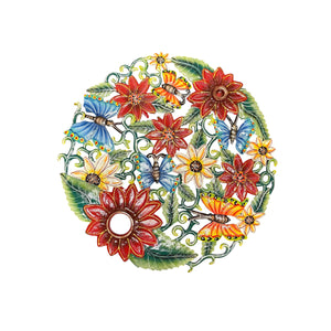 Butterfly and Flowers Oil Drum Top Wall Art