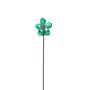 3-D Turquoise And Red Flower Garden Stake 2
