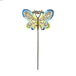 Blue-Yellow Butterfly Garden Stake