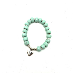 Heart Charm Bracelet- Aqua