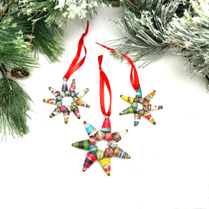 Leo’s Stars: Cereal Box Bead Ornament (Set of 3)