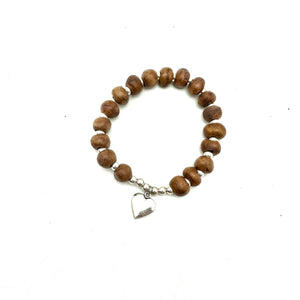 Heart Charm Bracelet- Pebble Brown