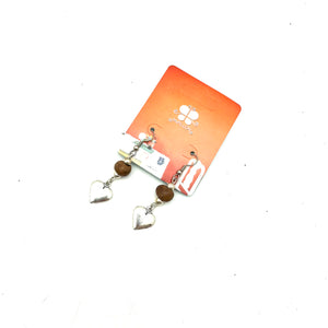 Heart Charm Earring- Pebble Brown