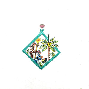 Diamond Palm Nativity Ornament- Turquoise