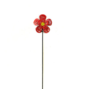 3-D Red and Yellow Flower Garden Stake