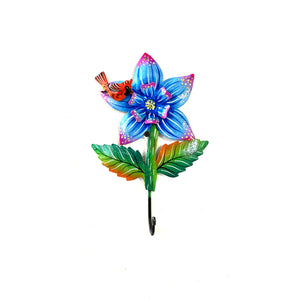 Blue Flower and Red Bird Wall Hook