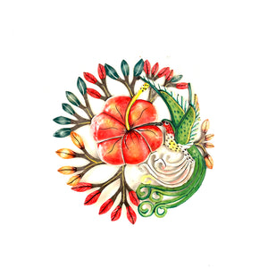 Medium Hibiscus and Hummingbirds