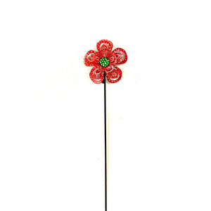 3-D Red and Green Flower Garden Stake