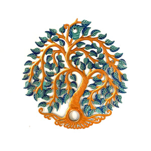 Bold Orange and Blue Tree Oil Drum Top