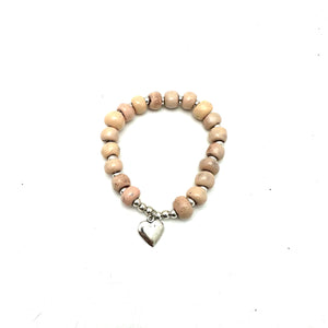 Heart Charm Bracelet- Blush