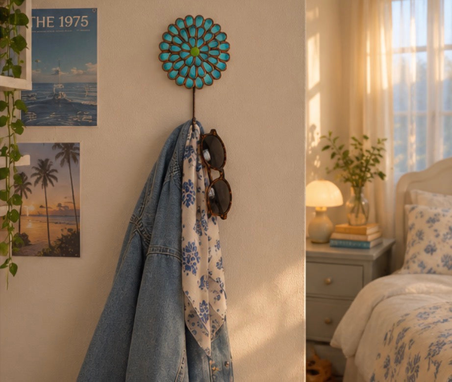 Turquoise Flower Wall Hook