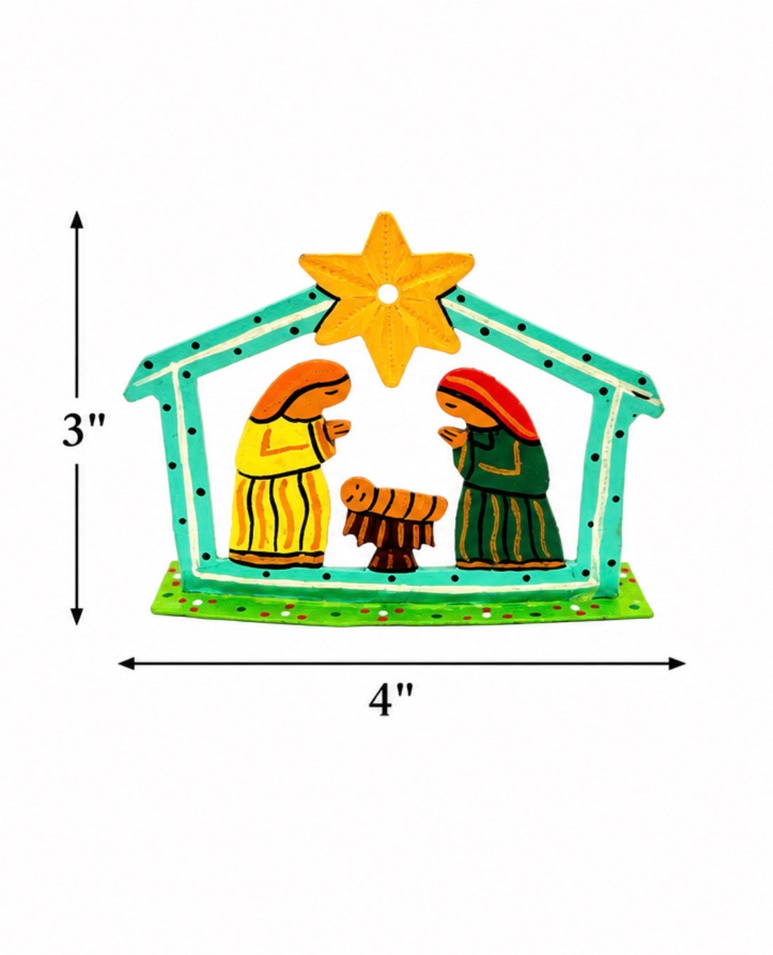 Small Painted Nativity - Turquoise