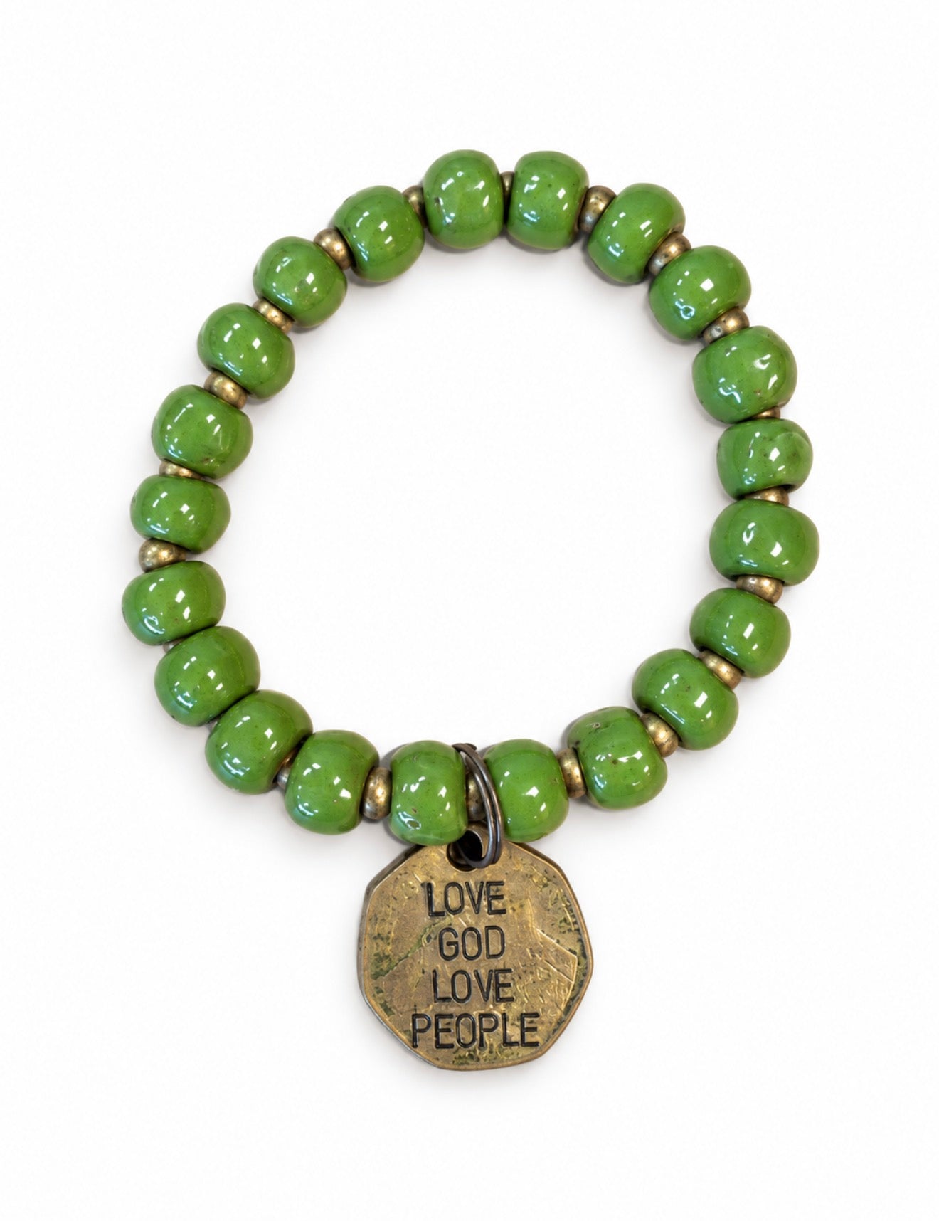 Ceramic Coin Bracelet - Love God Love People