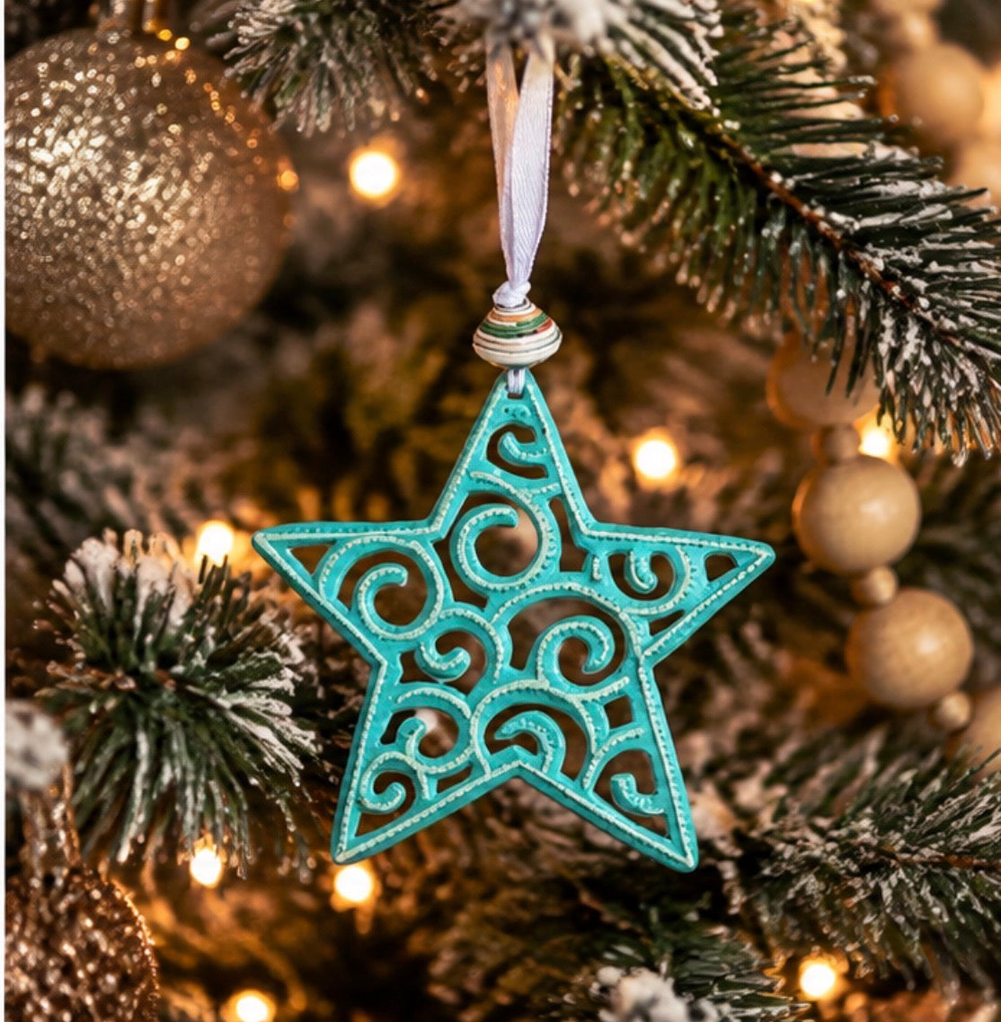 Whimsical Star Ornament - Turquoise