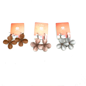 Clover Leather Earrings- Rose Gold