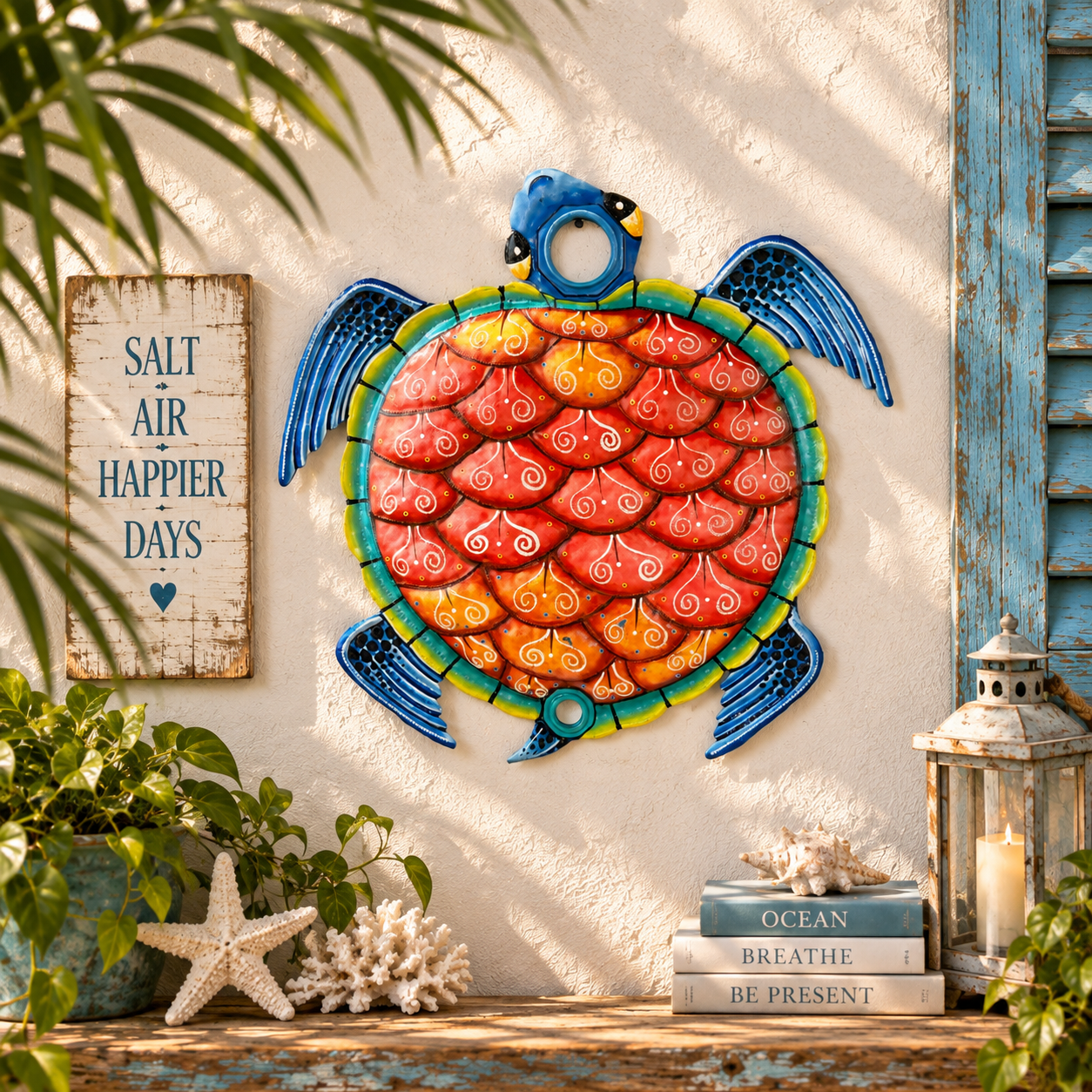 Oil Drum Top Red Turtle