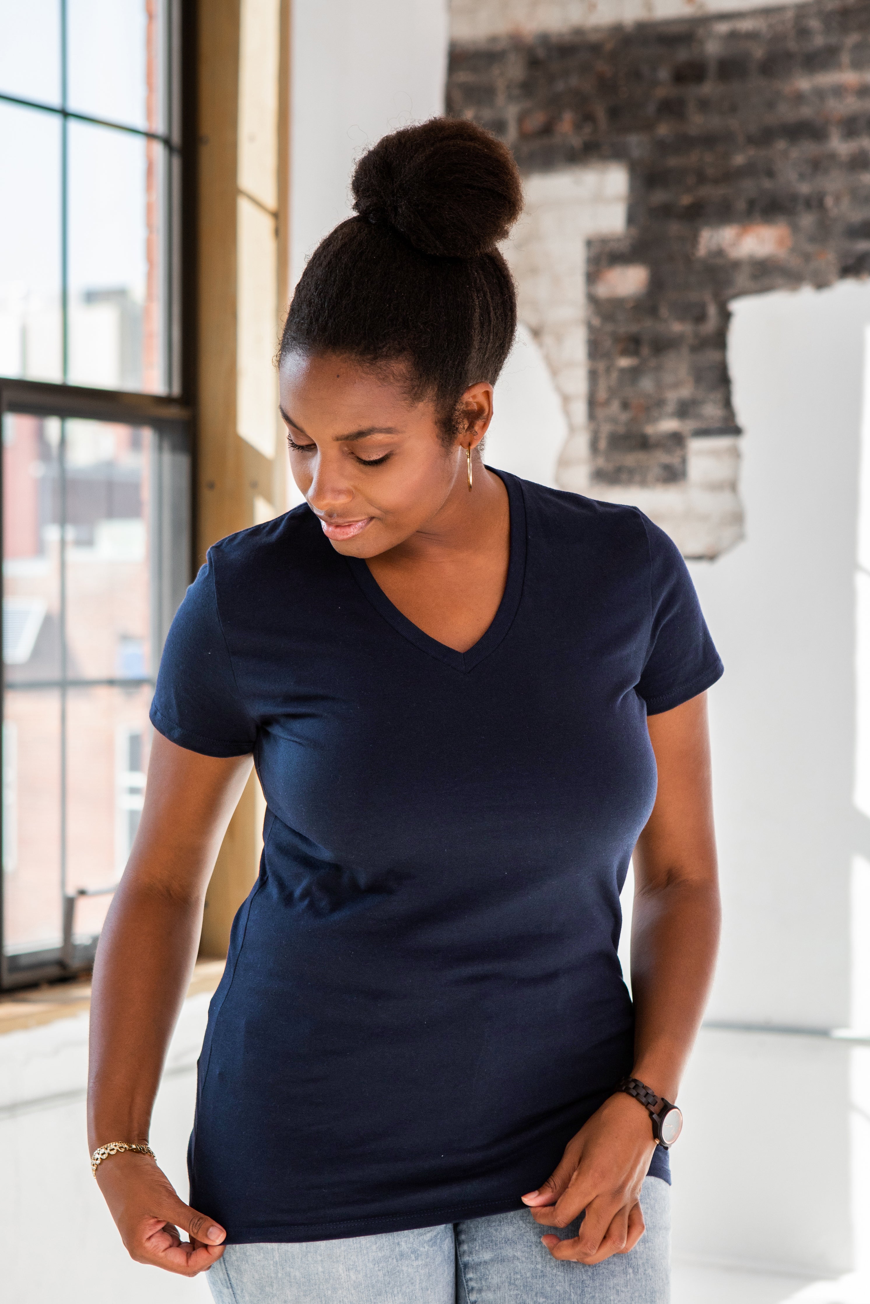 Ladies Premium Cotton Short Sleeve V-Neck Tee (Last Chance)