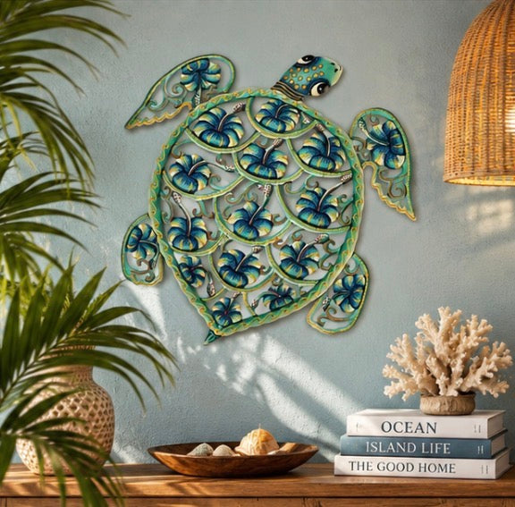 Turquoise Hibiscus Turtle