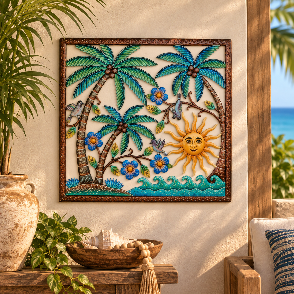 Jumbo Square Sun & Coconut Trees
