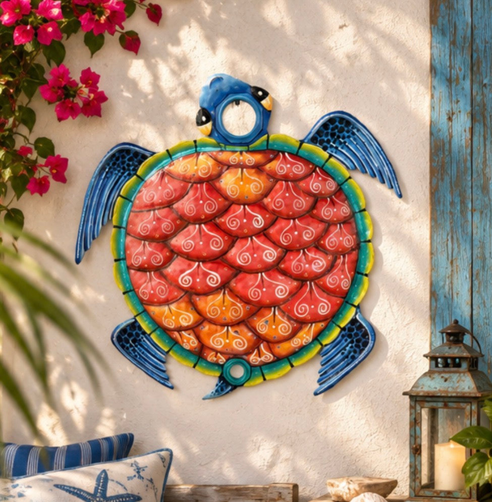 Oil Drum Top Red Turtle