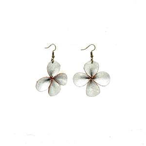 Clover Leather Earrings- Silver