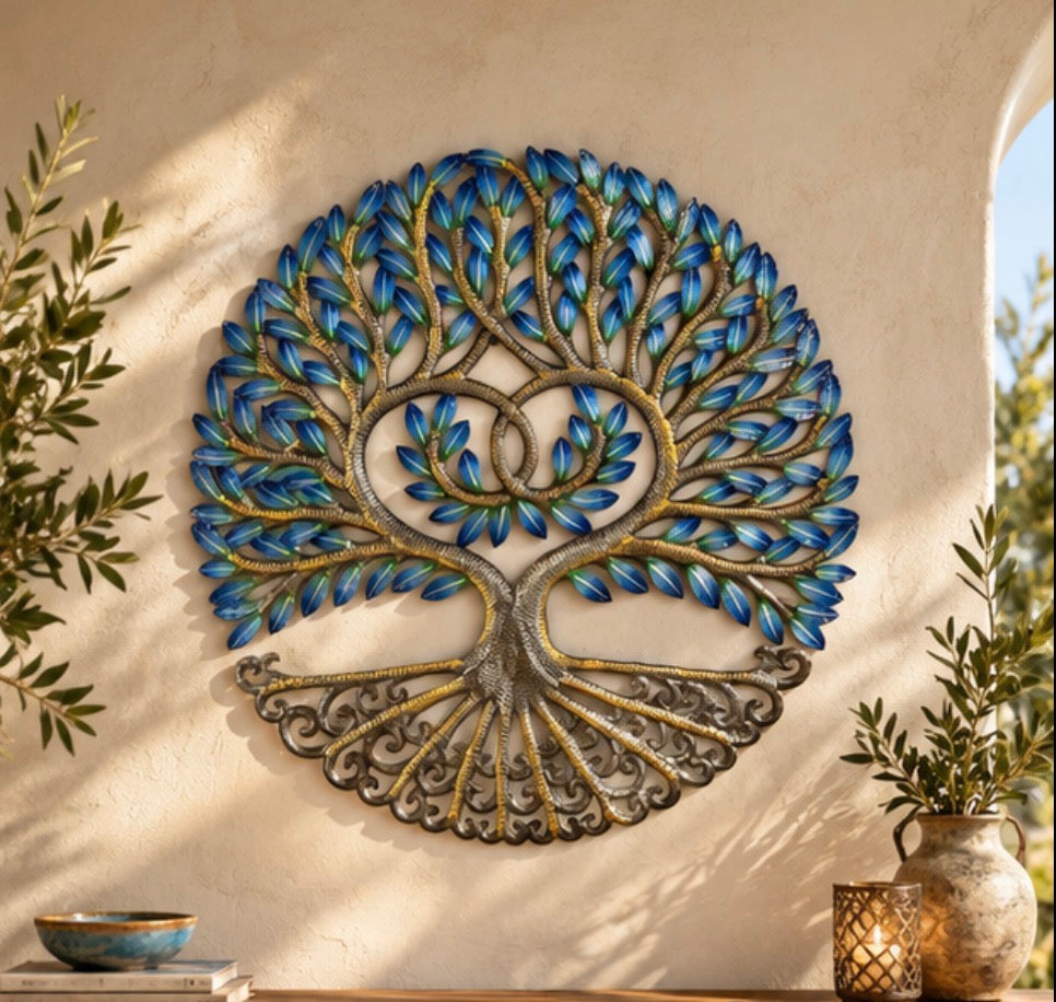 Electric Blue Tree of Life with Heart