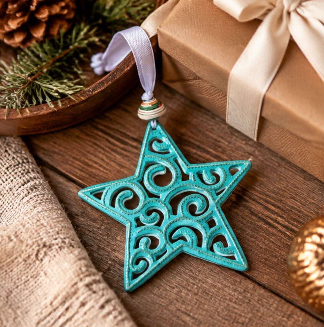 Whimsical Star Ornament - Turquoise