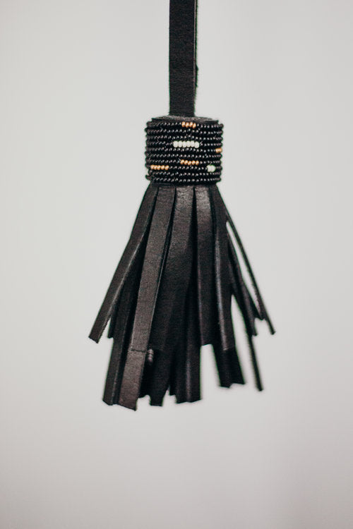 Beaded Leather Tassel Fob