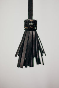 Beaded Leather Tassel Fob