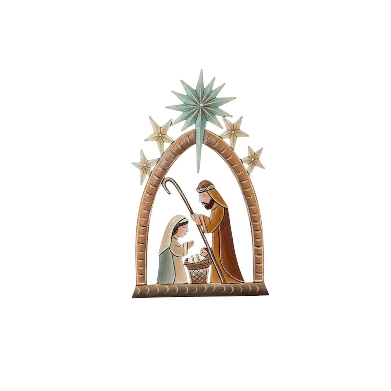 Painted Bronze Nativity