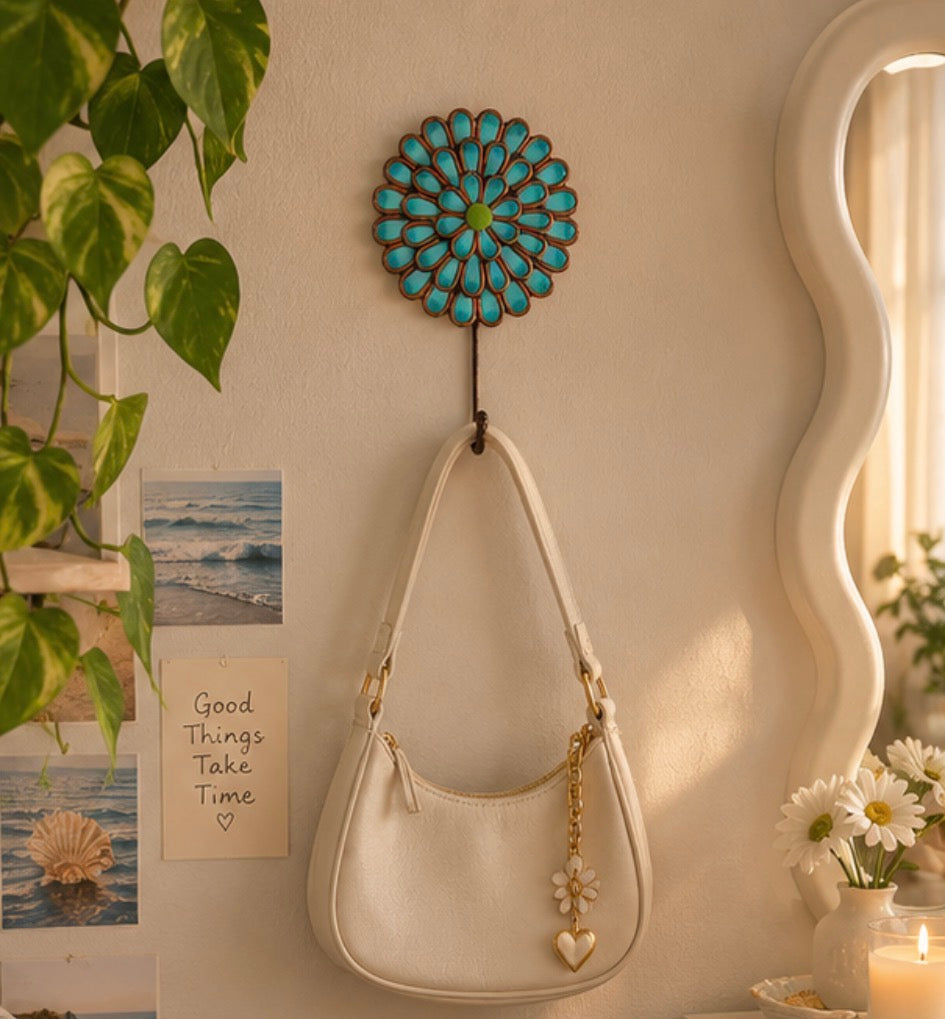 Turquoise Flower Wall Hook