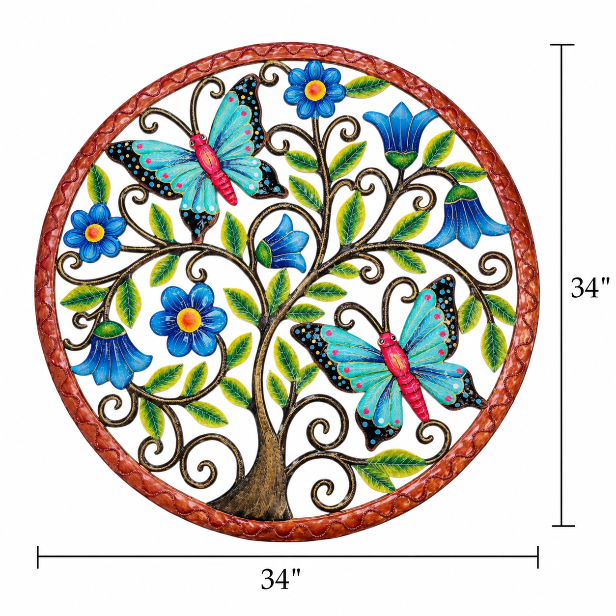 Jumbo Pink and Blue Butterflies and Flowers Round