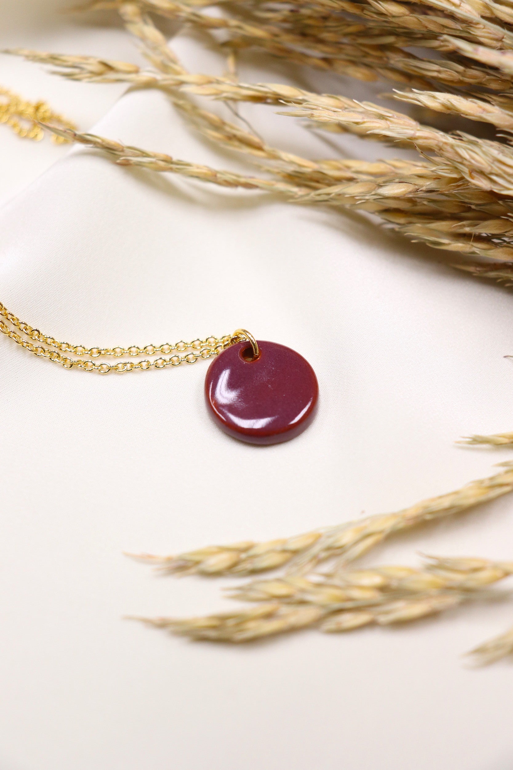 Hope Necklace - Maroon (Ceramic and Gold)