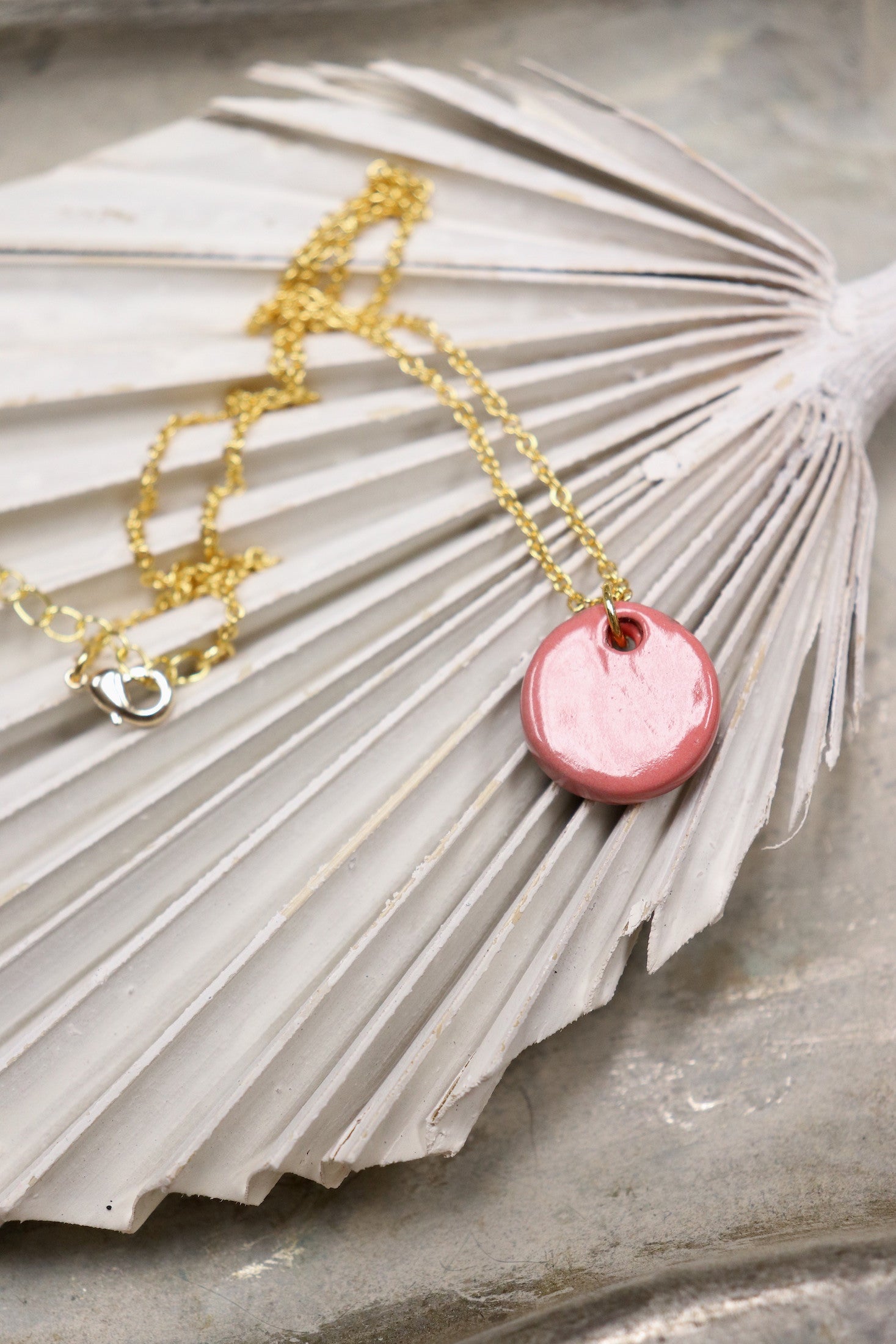 Hope Necklace - Pink (Ceramic and Gold)