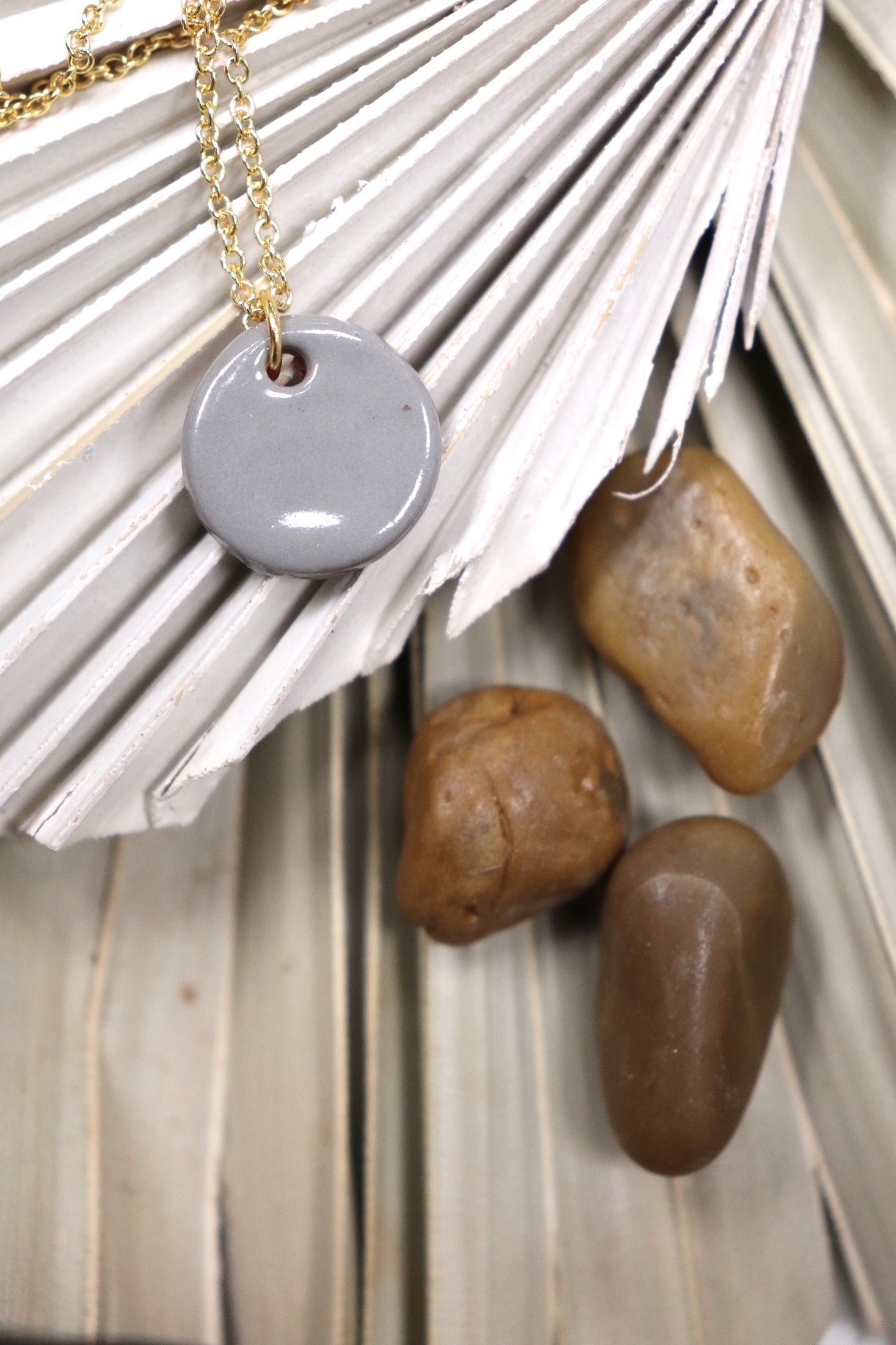 Hope Necklace - Dark Grey (Ceramic and Gold)