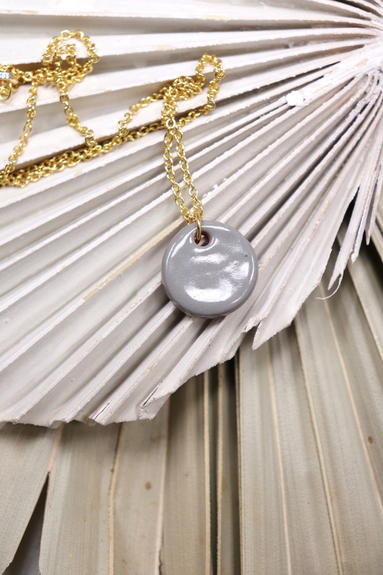 Hope Necklace - Dark Grey (Ceramic and Gold)