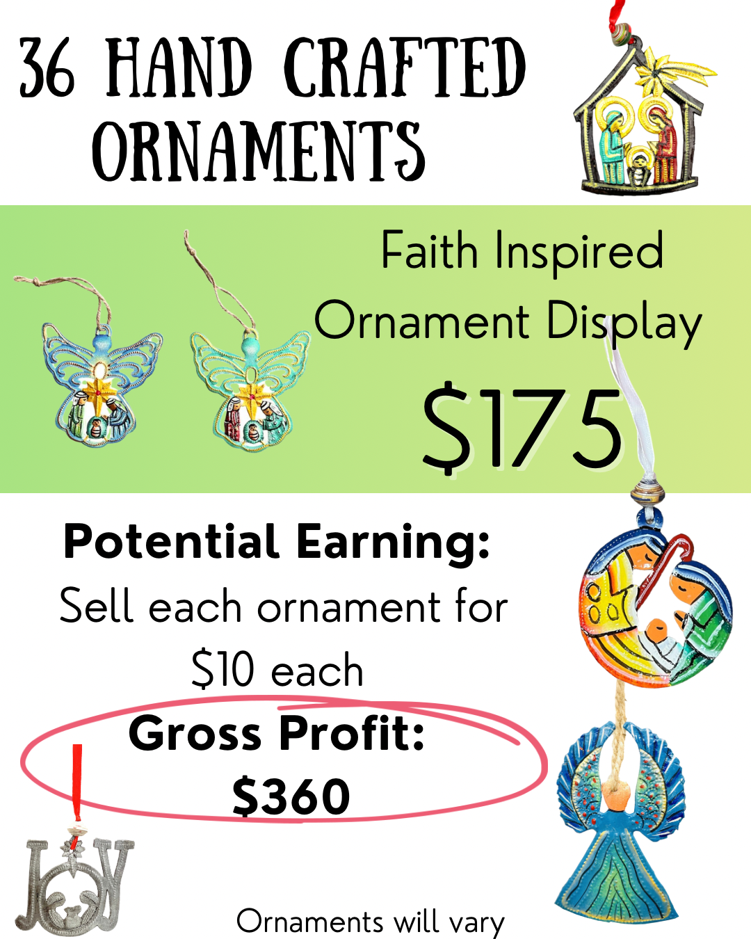 Deluxe Faith Based Loaded Ornament Display (36 Pack)