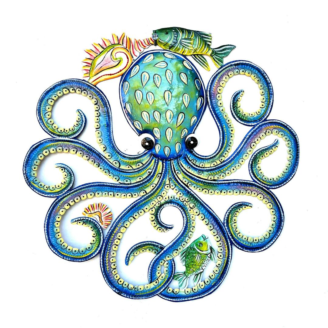 Blue Octopus with Shells