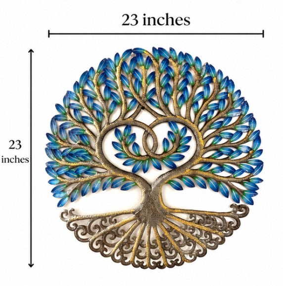 Electric Blue Tree of Life with Heart