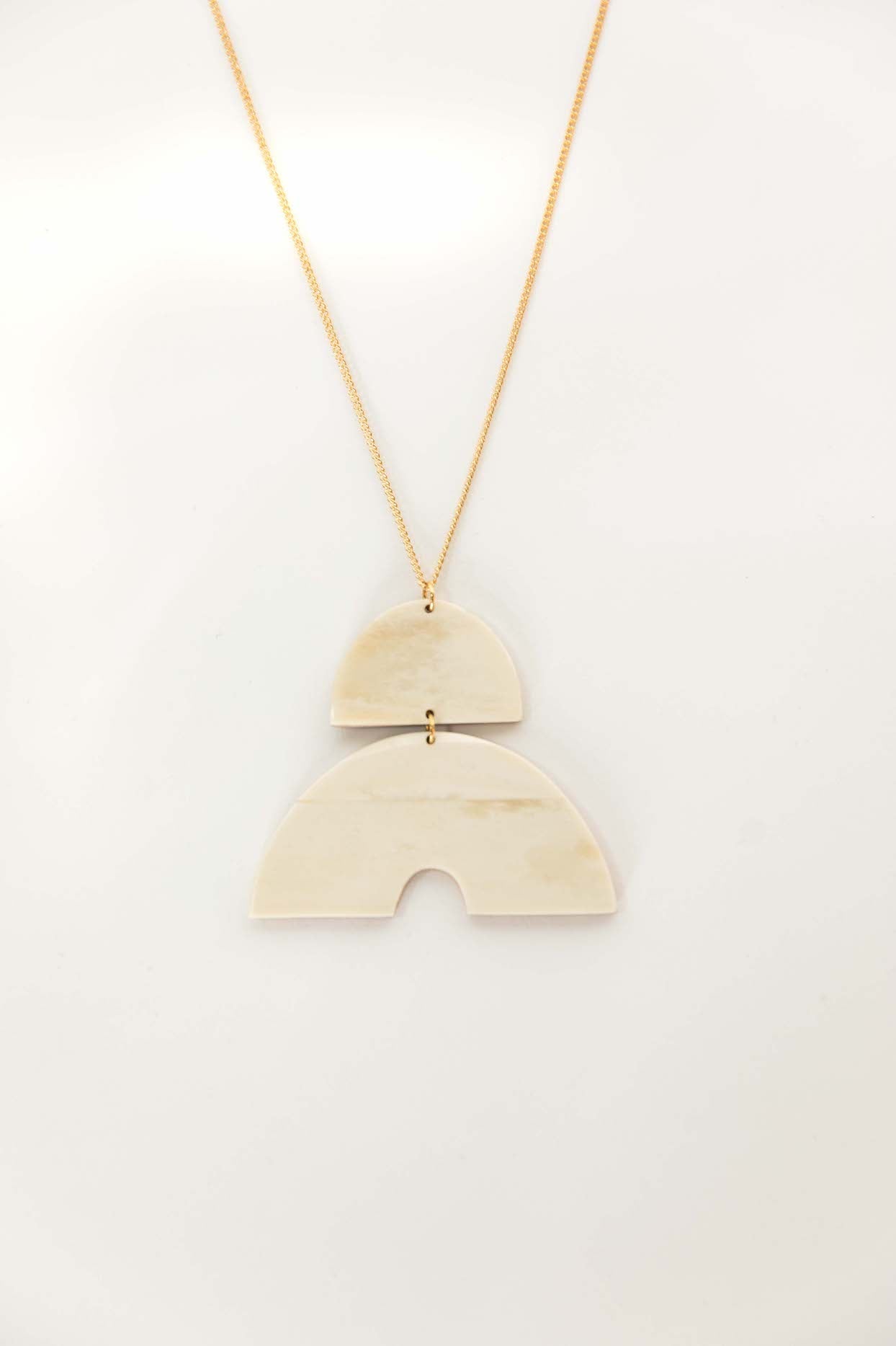 Arc Pendant Necklace in Bone