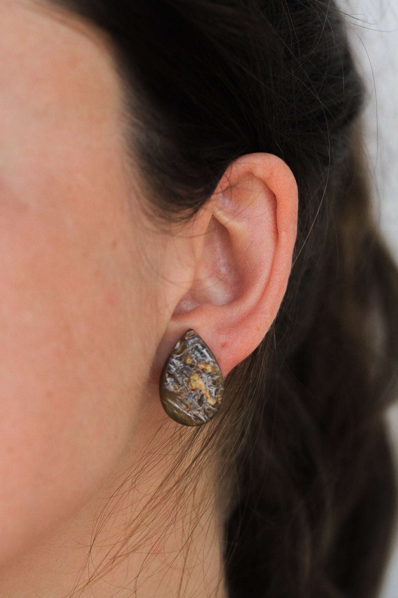 Teardrop Horn Post Earring