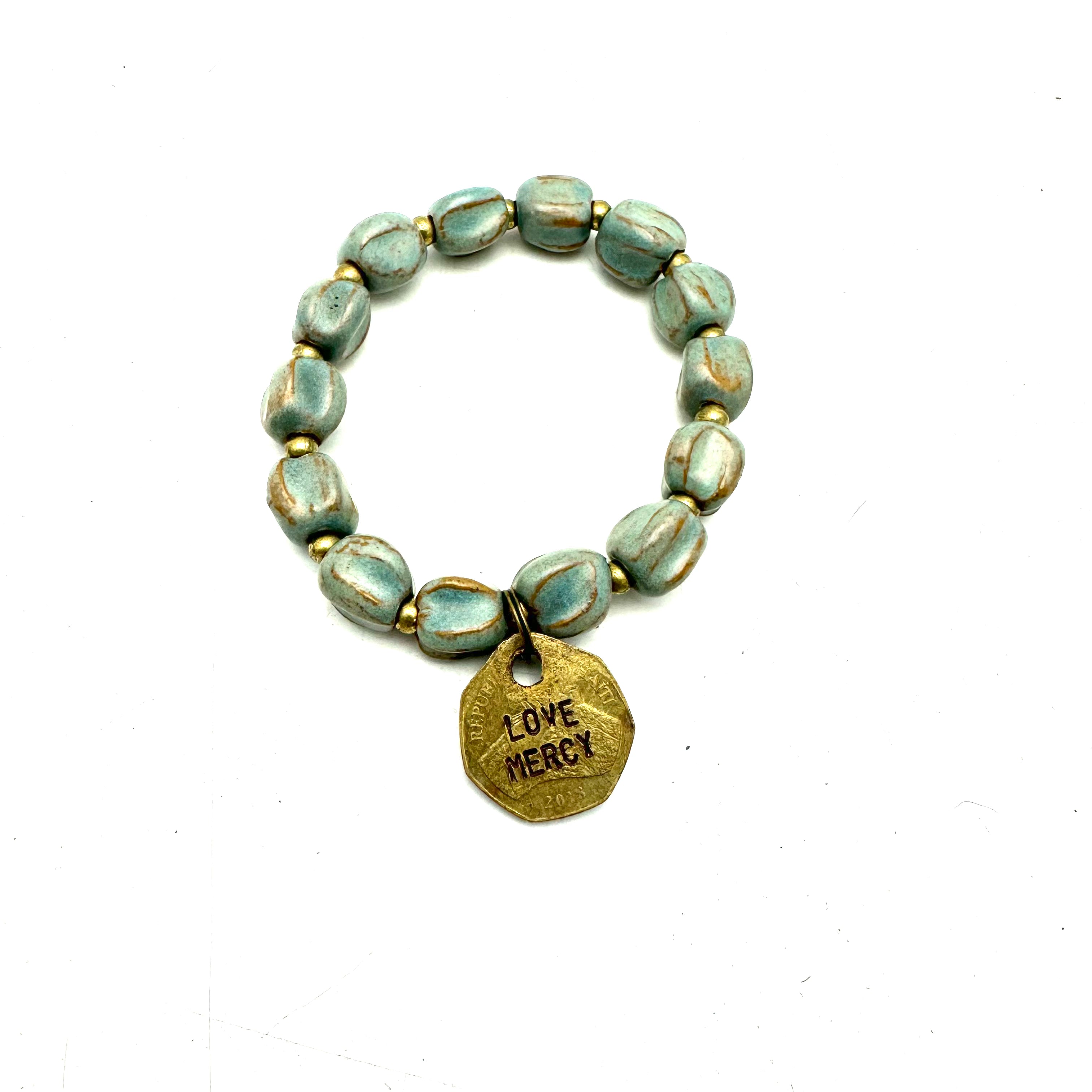 Ceramic Coin Bracelet - Love Mercy