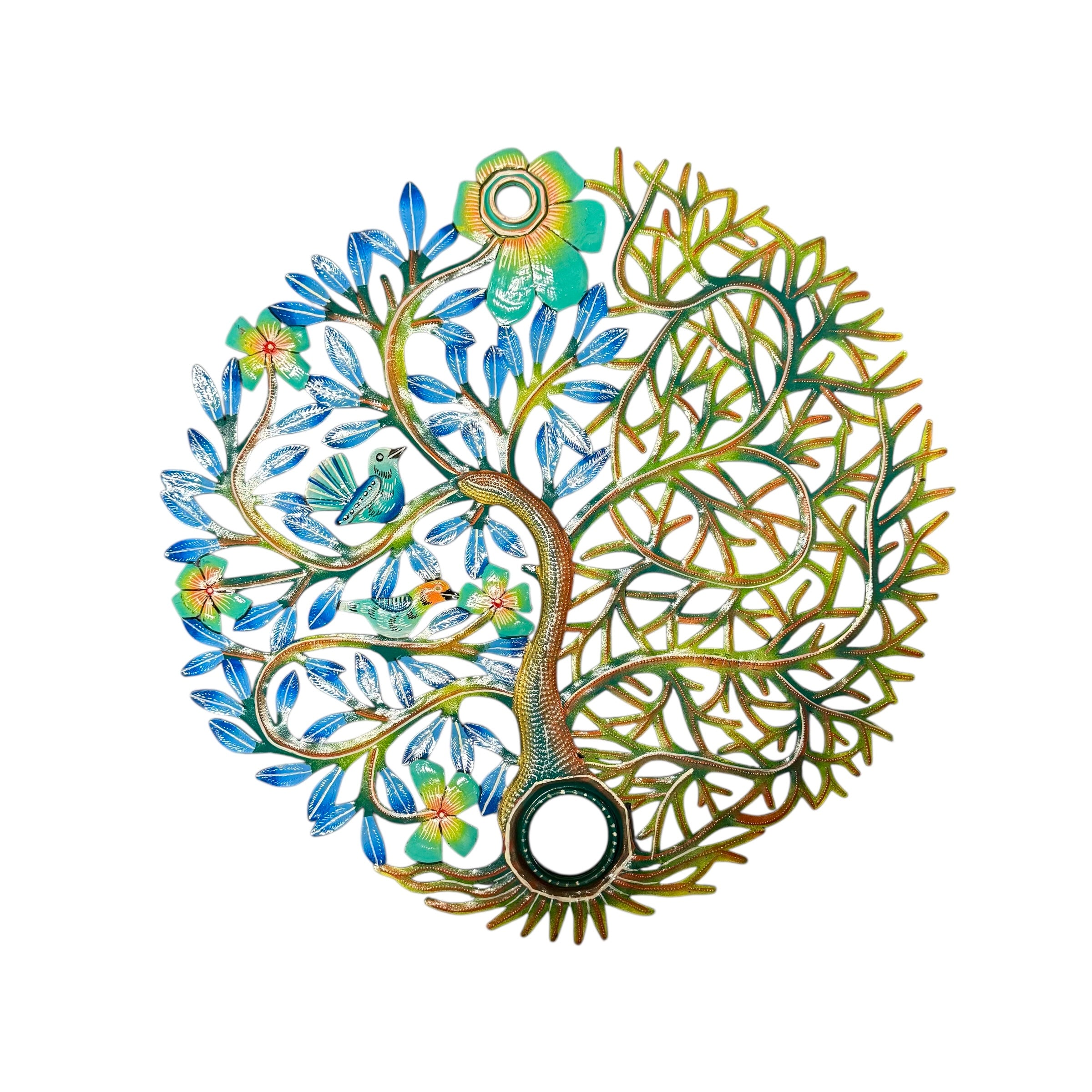 Oil Drum Top Tree- Blue/Green