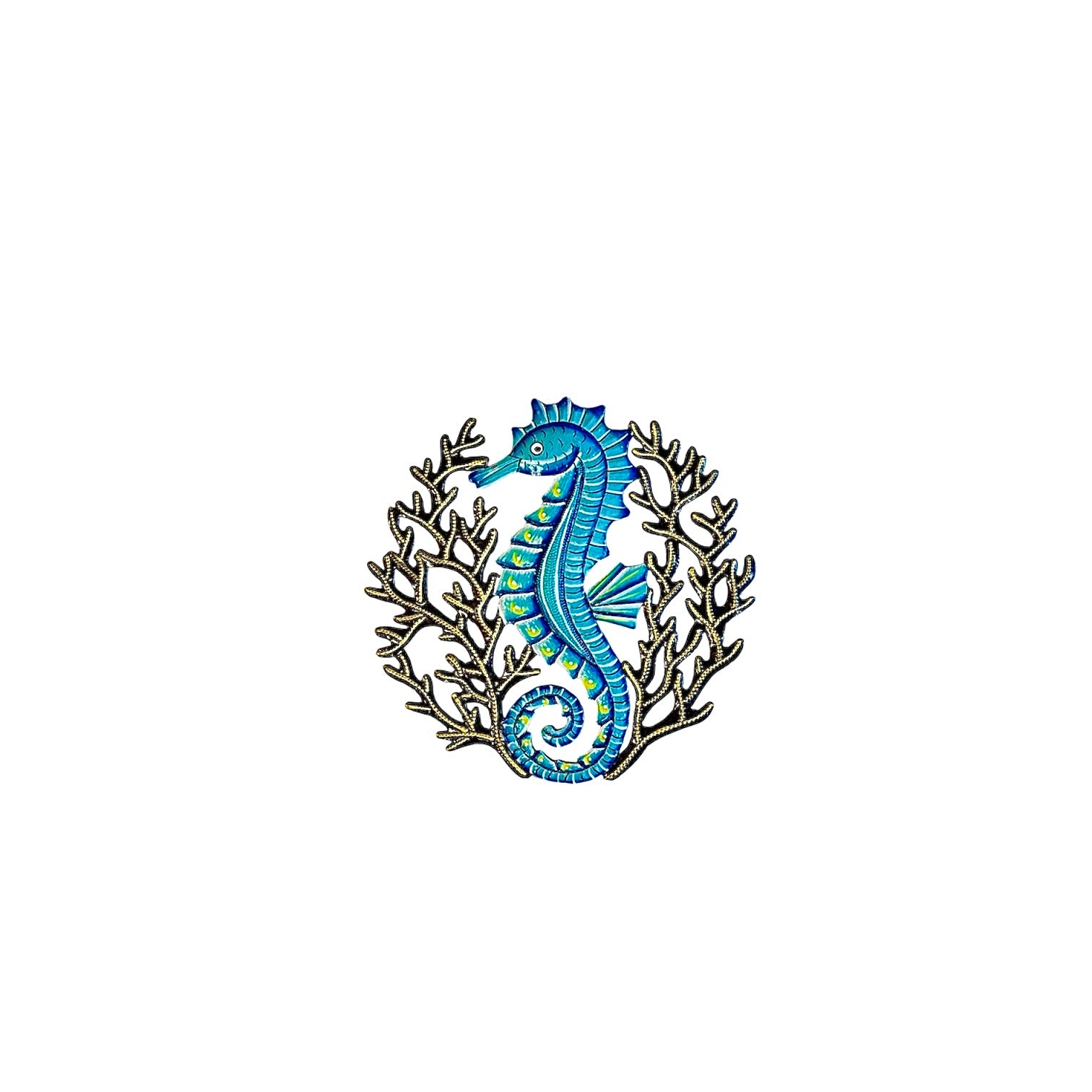 Medium Turquoise Seahorse Round