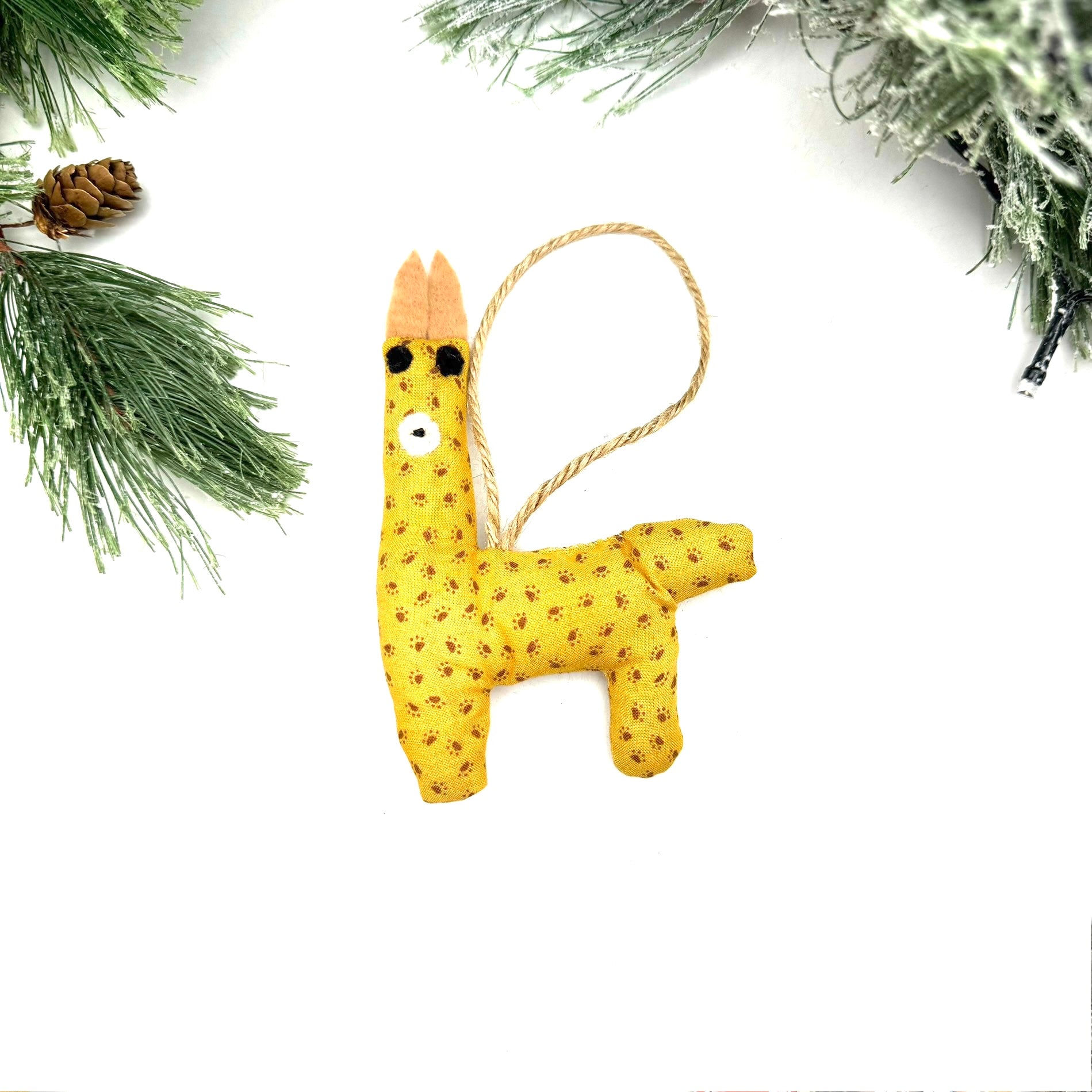 Llama Ornament- Yellow Prints